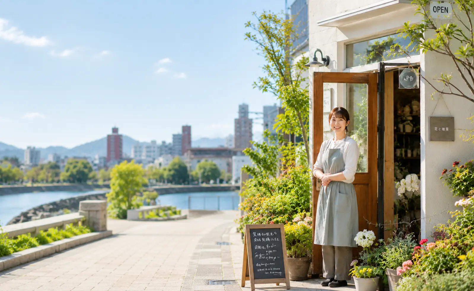 地域のお店と店主をイメージした風景